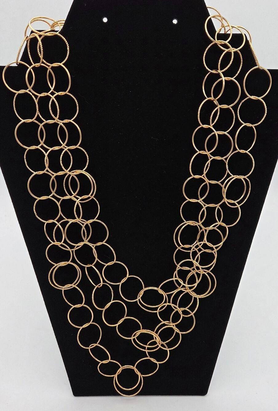 Talbots Gold Tone Interlocking Multi Strand Circle Necklace